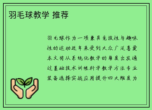 羽毛球教学 推荐
